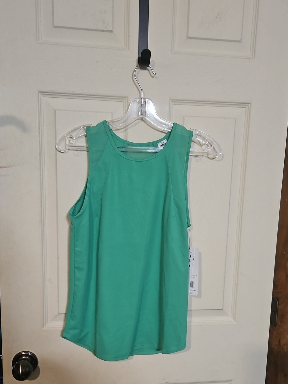 RBX WOMENS GREEN TANK W/ MESH AND PLEATS: NEW WITH TAGS: SIZE S